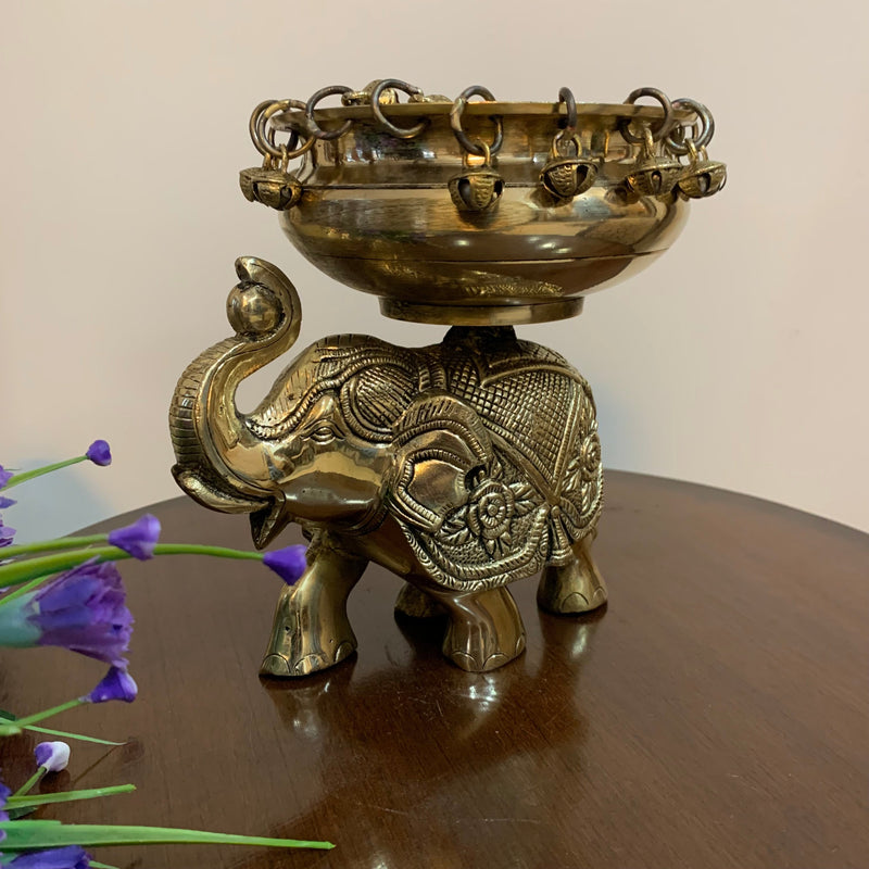Elephant Brass Urli - Crafts N Chisel - Indian Home Decor USA