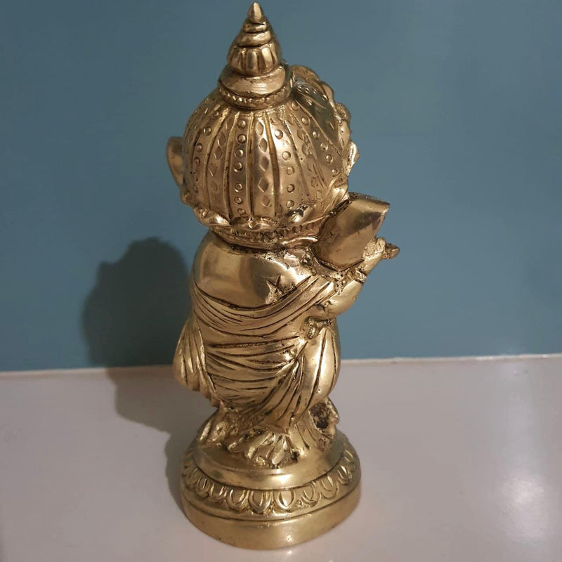 Flute Ganesh Brass Idol-Crafts N Chisel - Indian handicrafts home decor USA