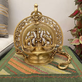 Gajalakshmi Hanging Diya - Brass Wall Hanging - Traditional Home Decor- Crafts N Chisel - Indian Home Decor USA