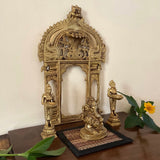 Ganesh Brass Idol, Deep Lakshmi & Prabhavali Set - Crafts N Chisel - Indian Home Decor USA