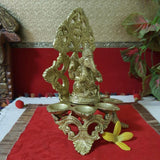 Ganesha Brass Diya Lamp - Antique Finish - Temple Decor - Crafts N Chisel - Indian Home Decor USA
