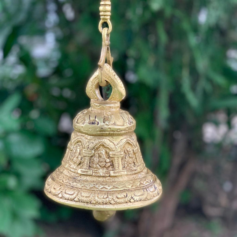 Ganesha Hanging Bell - Brass Wall Hanging - Decorative and Religious - Crafts N Chisel - Indian home decor - Online USA