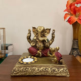 Ganesha Idol With Tea Light - Festive Decor - Perfect For Gift - Crafts N Chisel - Indian Home Decor USA