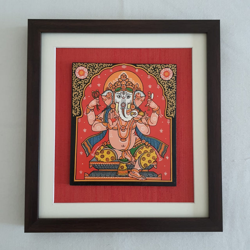 Ganesha Pattachitra Painting - Handpainted Wall Decor - Crafts N Chisel - Indian Home Decor USA