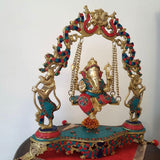 Ganesha Swing Yali Decorative Brass Idol and Statue-Crafts N Chisel-Indian Handicrafts Online USA