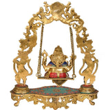Ganesha Swing Yali Decorative Brass Idol and Statue-Crafts N Chisel - Indian handicrafts home decor USA