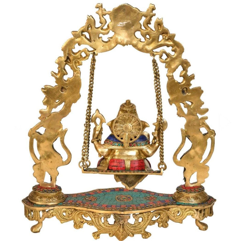 Ganesha Swing Yali Decorative Brass Idol and Statue-Crafts N Chisel - Indian handicrafts home decor USA