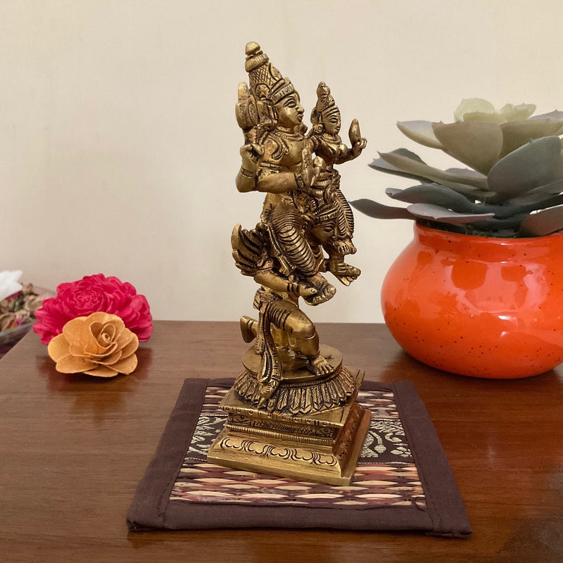 Garuda, Lord Vishnu & Devi Lakshmi Brass Idol - Decorative Figurine - Crafts N Chisel - Indian Home Decor USA