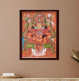 Goddess Lakshmi Kerala Mural - Handpainted Wall Decor - Crafts N Chisel - Indian Home Decor USA