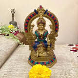 Goddess Laxmi Brass Idol With Stonework - Decorative Figurine - Crafts N Chisel - Indian Home Decor USA