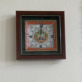 Gold leaf 9" Marble Clock - Meenakari Stone Art Jewelry Painting - Home Decor-Crafts N Chisel - Indian home decor online USA