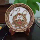 Gold Leaf Meenakari Jewelry Painting - Decorative Round Marble 6" Plate - Crafts N Chisel - Indian home decor - Online USA