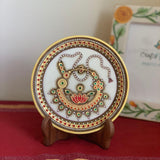Gold Leaf Meenakari Jewelry Painting - Decorative Round Marble 6" Plate - Crafts N Chisel - Indian home decor - Online USA