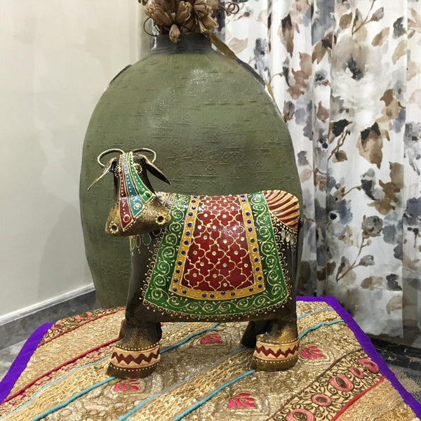 Handcrafted Decorative Metallic Cow - Crafts N Chisel - Indian home decor - Online USA