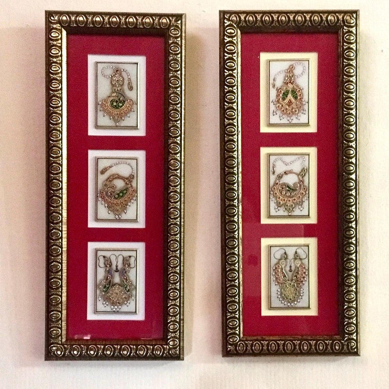 Handcrafted Jewellery Painting (Set of 2) - Home Decor - Meenakari Marble Work - Crafts N Chisel - Indian home decor - Online USA