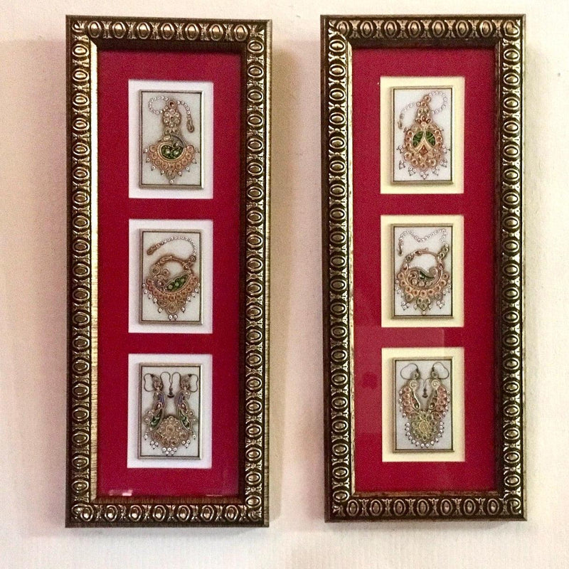 Handcrafted Jewellery Painting (Set of 2) Home Decor Meenakari Marble Work