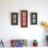 Handcrafted Jewelry Painting (Set of 3) - Wall Decor - 22K Gold Leaf Meenakari Marble Art - Crafts N Chisel - Indian home decor - Online USA
