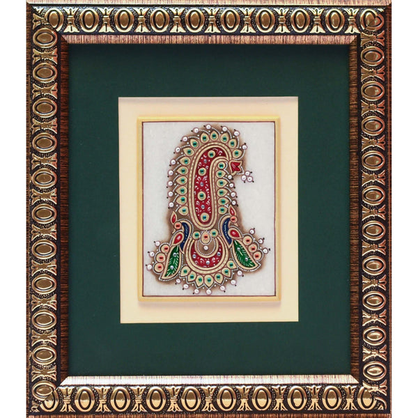 Handcrafted Jewelry Painting - Wall Hanging, Wall Decor - 22K Gold Leaf Meenakari Marble Art - Crafts N Chisel - Indian home decor - Online USA