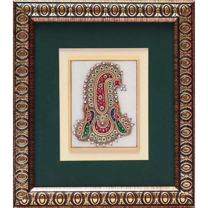 Handcrafted Jewelry Painting - Wall Hanging, Wall Decor - 22K Gold Leaf Meenakari Marble Art - Crafts N Chisel - Indian home decor - Online USA