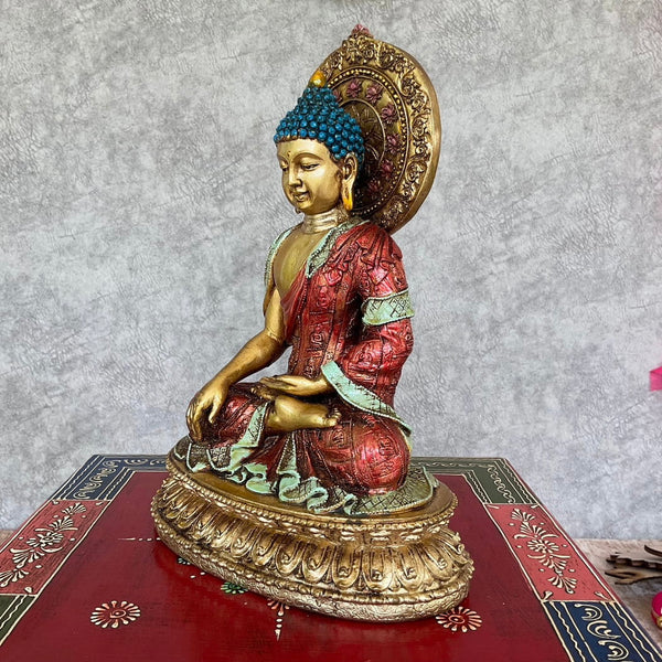 Lord Buddha Idol Copper Finish Marble Dust & Resin Idol - Crafts N Chisel - Indian Home Decor USA