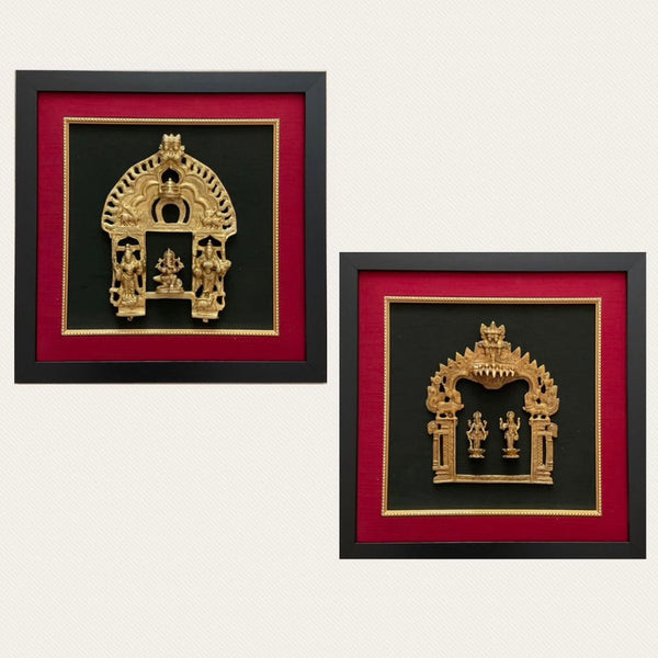 18 Inches Framed Brass Prabhavali (Set of 2) - Ethnic Wall Decor - Crafts N Chisel - Indian Home Decor USA