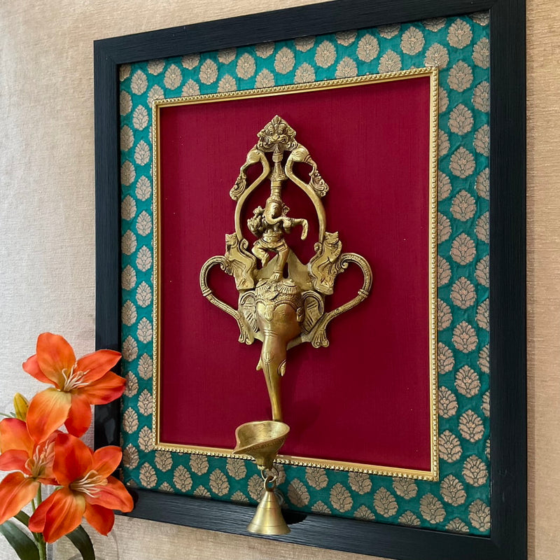 Dancing Lord Ganesh Hanging Diya & Bell - Brass Divine Wall Hanging - Decorative and Religious - Crafts N Chisel - Indian Home Decor USA