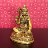 4 Inches Shiv Brass Idol - Hindu God Statue - Decorative Murti - Crafts N Chisel - Indian Home Decor USA