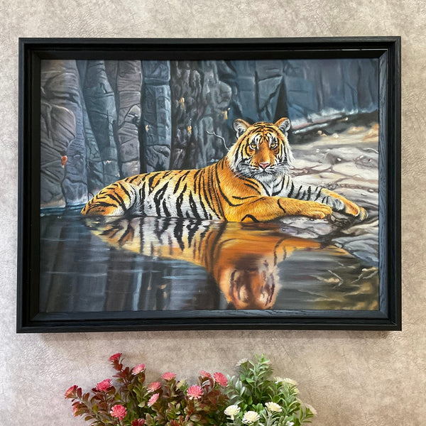 Tiger Handmade Oil Painting - Wildlife Wall Decor - Crafts N Chisel - Indian Home Decor USA