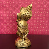 Flute Ganesh Brass Idol - Crafts N Chisel - Indian Home Decor USA