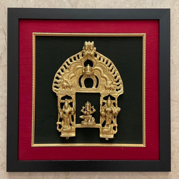 18 Inches Framed Brass Prabhavali (Set of 2) - Ethnic Wall Decor - Crafts N Chisel - Indian Home Decor USA