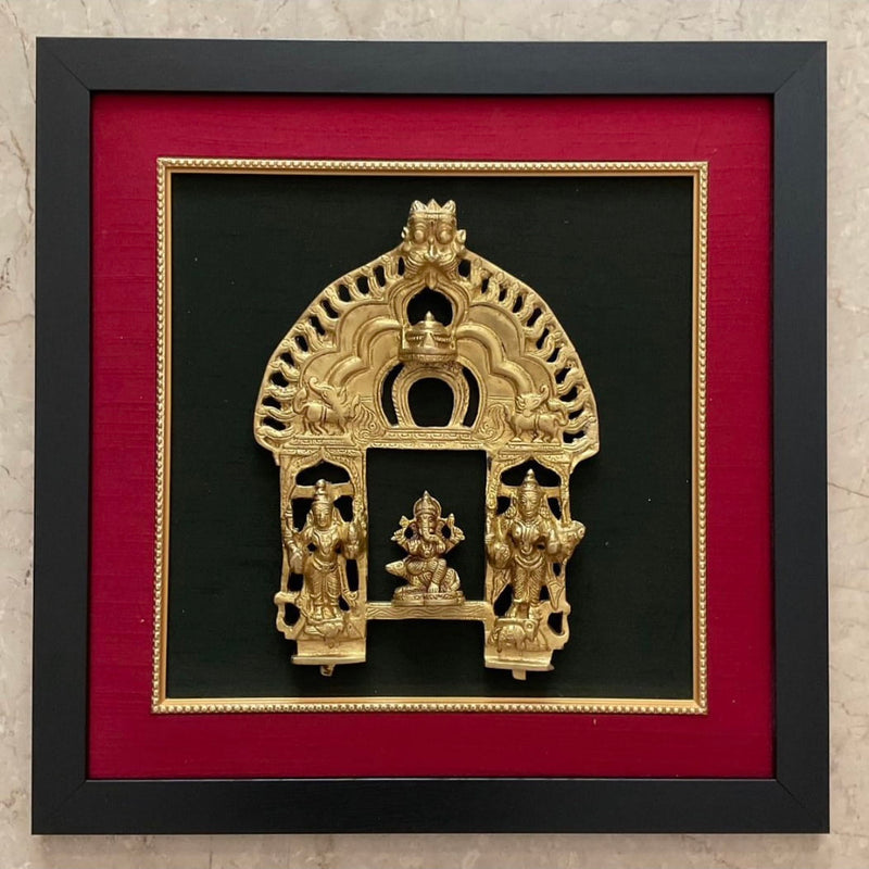 18 Inches Framed Brass Prabhavali (Set of 2) - Ethnic Wall Decor - Crafts N Chisel - Indian Home Decor USA