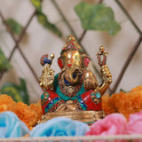 8 Inches Lord Ganesh Brass Idol - handcrafted Stonework - Ganpati Decorative Statue for Home Decor - Housewarming Gift - Crafts N Chisel - Indian Home Decor USA