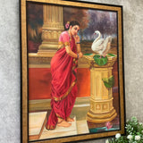 Hansa Damayanti Handmade Oil Painting - Raja Ravi Varma Painting Recreation - Wall Decor - Crafts N Chisel - Indian Home Decor USA