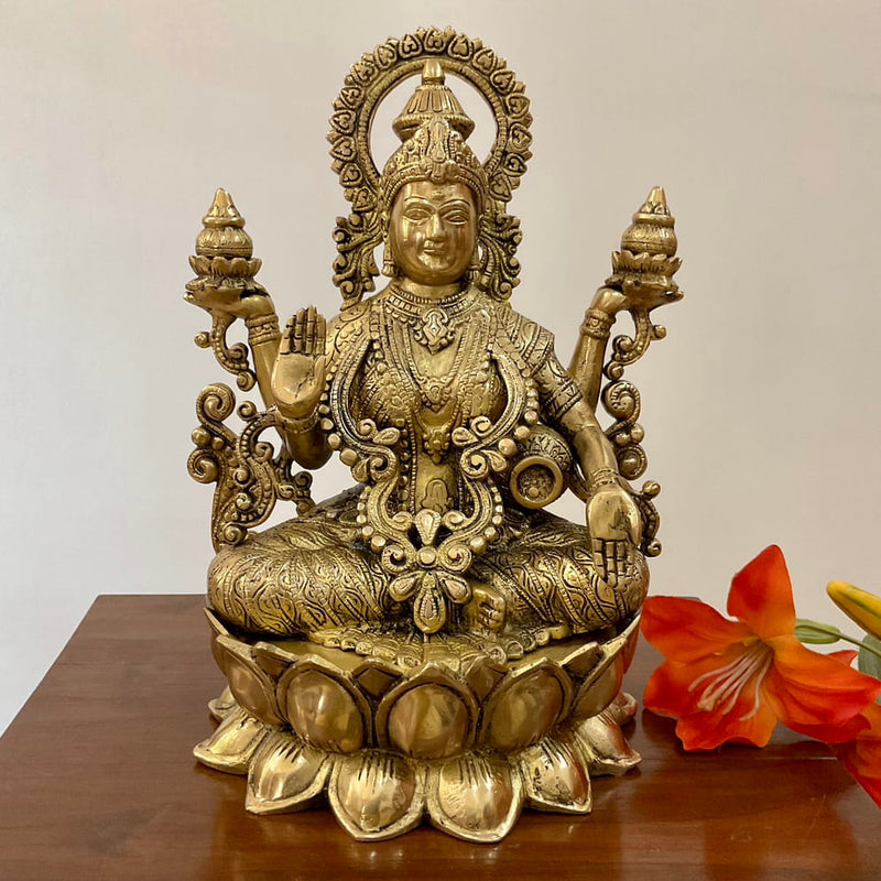 Goddess Lakshmi Brass Idol & Statue, Indian Decor