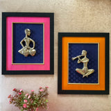 Brass Musician Wall Decor On Frame - Crafts N Chisel - Indian Home Decor USA