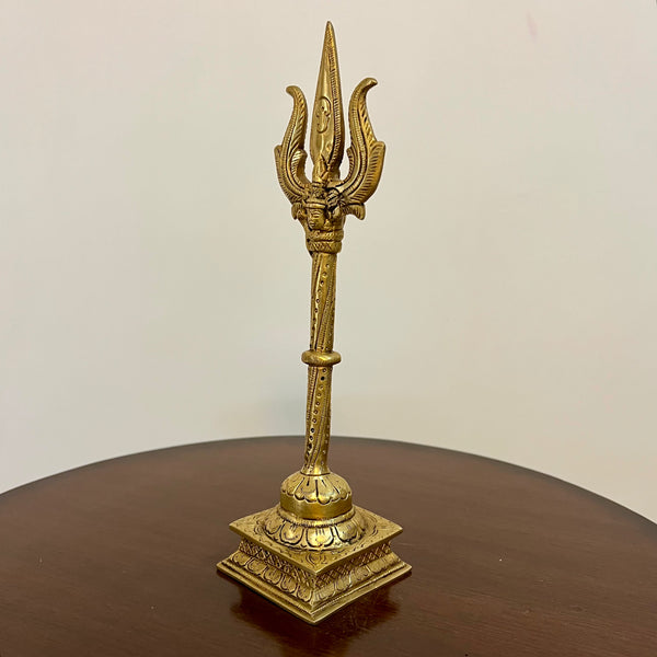 11 Inch Brass Trishul - Shiva Home Pooja Decor - Crafts N Chisel - Indian Home Decor USA