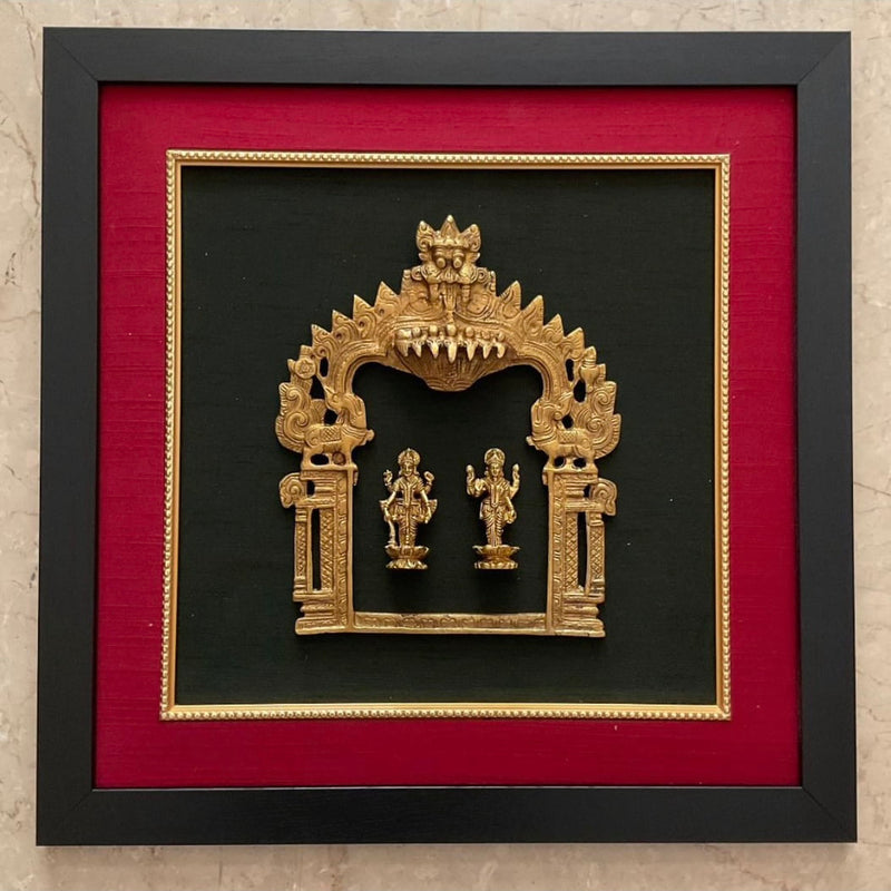 18 Inches Framed Brass Prabhavali (Set of 2) - Ethnic Wall Decor - Crafts N Chisel - Indian Home Decor USA