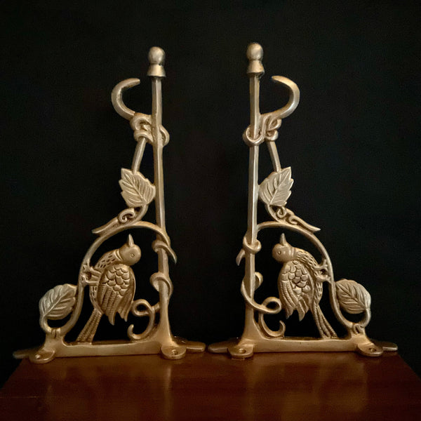 Brass Twin Bird Hanger - Holder (Set of 2) - Crafts N Chisel - Indian Home Decor USA