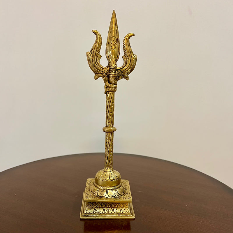 11 Inch Brass Trishul - Shiva Home Pooja Decor - Crafts N Chisel - Indian Home Decor USA