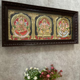 Laxmi Ganesha Saraswati Tanjore Painting - Traditional Wall Art - Crafts N Chisel - Indian Home Decor USA