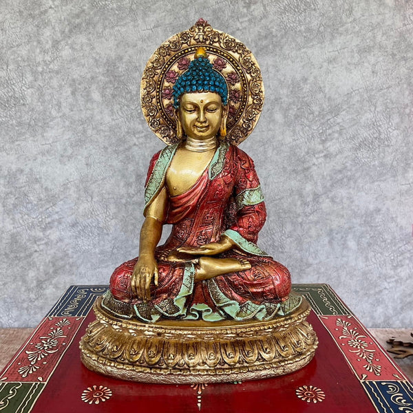 Lord Buddha Idol Copper Finish Marble Dust & Resin Idol - Crafts N Chisel - Indian Home Decor USA