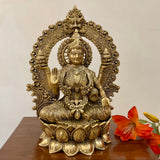 15 Inches Goddess Lakshmi Brass Idol - Goddess of Fortune, Wealth, Prosperity - Pooja Statue - Crafts N Chisel - Indian Home Decor USA