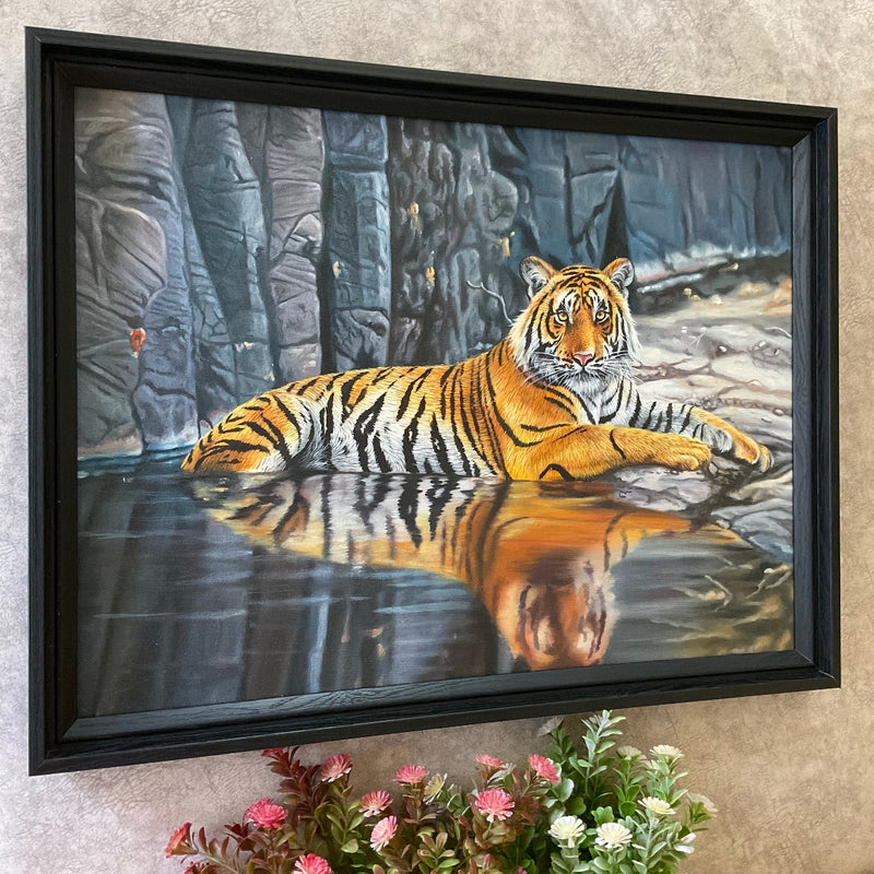 Tiger Handmade Oil Painting - Wildlife Wall Decor - Crafts N Chisel - Indian Home Decor USA