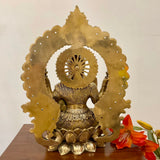 15 Inches Goddess Lakshmi Brass Idol - Goddess of Fortune, Wealth, Prosperity - Pooja Statue - Crafts N Chisel - Indian Home Decor USA