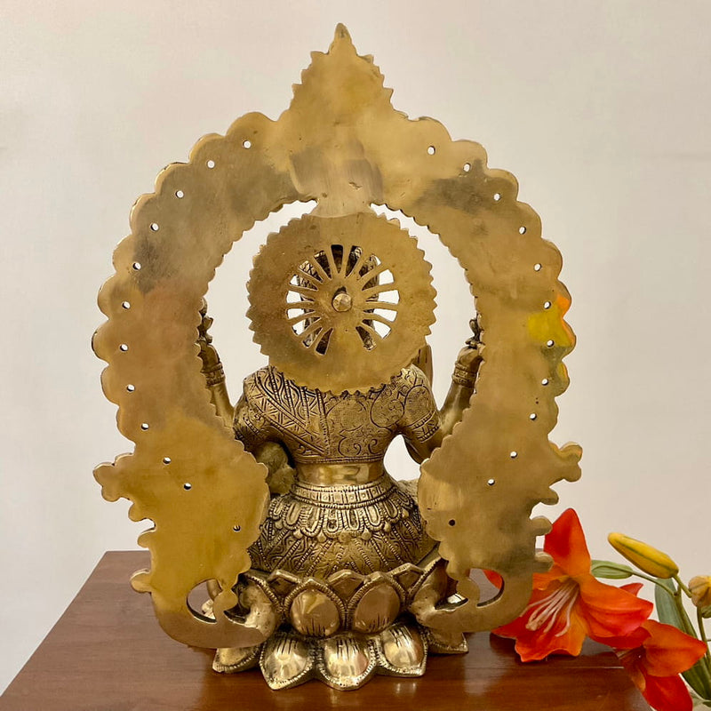 15 Inches Goddess Lakshmi Brass Idol - Goddess of Fortune, Wealth, Prosperity - Pooja Statue - Crafts N Chisel - Indian Home Decor USA