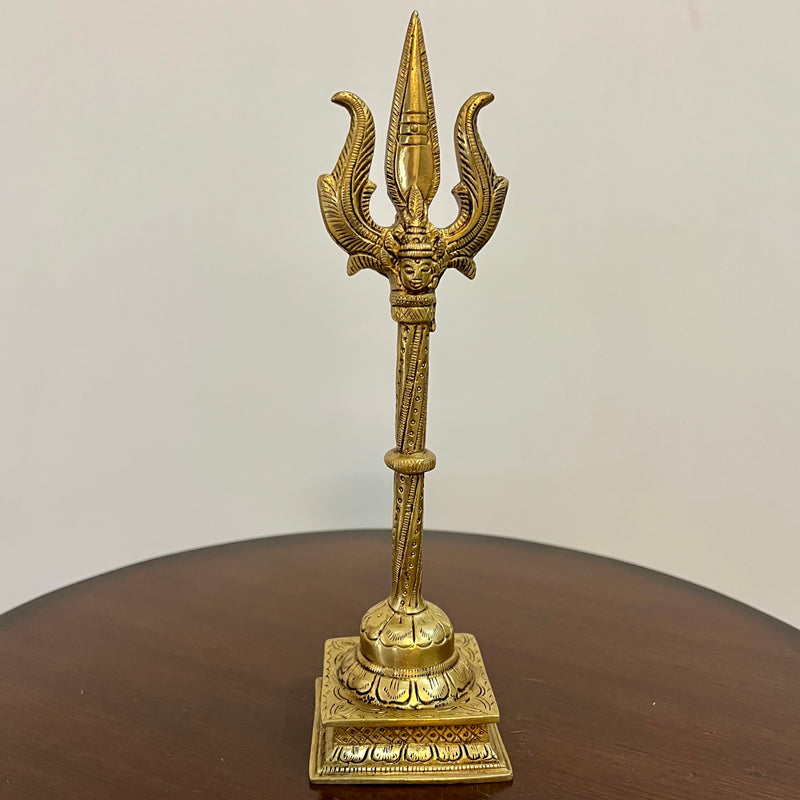 11 Inch Brass Trishul - Shiva Home Pooja Decor - Crafts N Chisel - Indian Home Decor USA