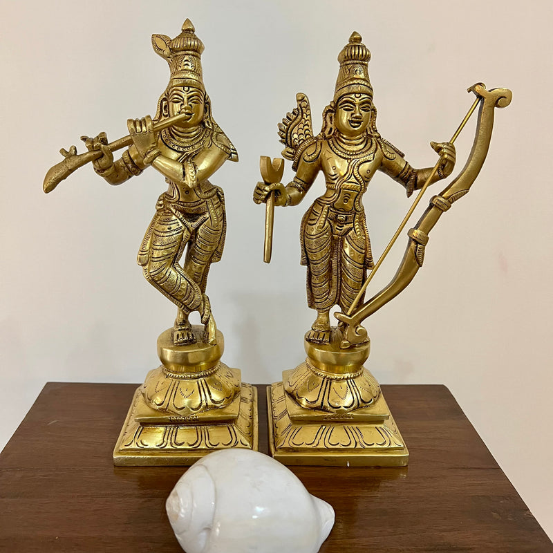 10 Inches Lord Vishnu Dashavatar Brass Idols - Decorative Home Decor - Crafts N Chisel - Indian Home Decor USA