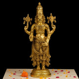 24 inches Lord Balaji Brass Idol - Tirupati Statue - Decorative Murti Home Decor - Crafts N Chisel - Indian Home Decor USA
