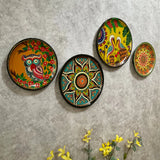 Mandala & Bird Colourful Handmade Dot Painting Wall Decor - Wall Plate Hanging - Set of 4 - Crafts N Chisel - Indian Home Decor USA