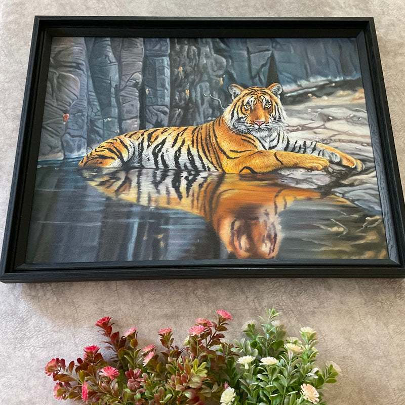 Tiger Handmade Oil Painting - Wildlife Wall Decor - Crafts N Chisel - Indian Home Decor USA